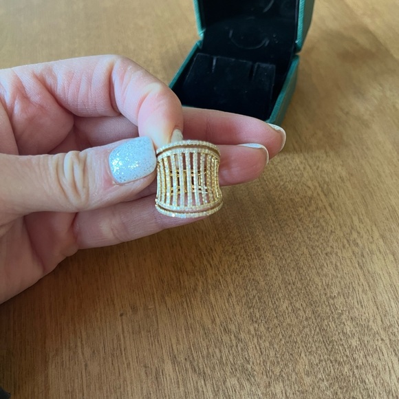 Lux Bond 18k Yellow Gold Fashion Ring With Diamond Pave, Holiday Gift For Her - Picture 13 of 15